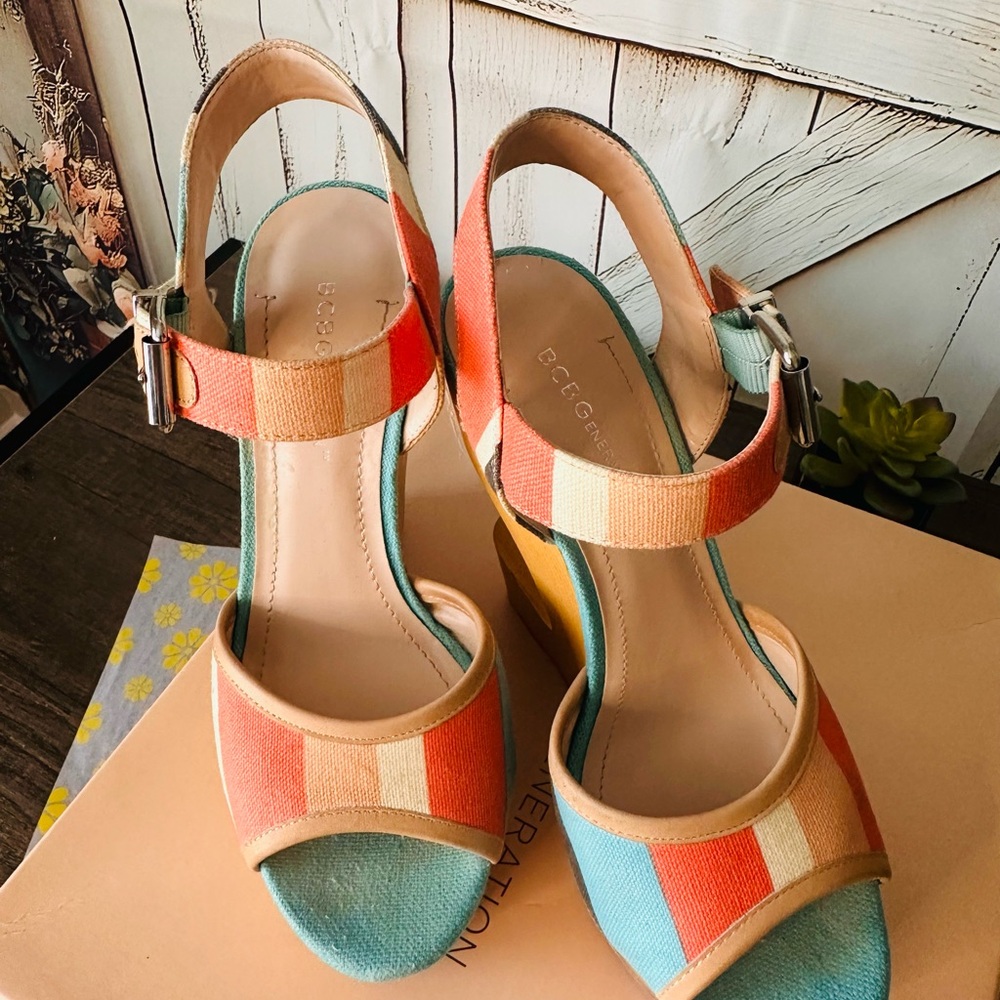 Bcbgeneration Blue And Orange Platform Sandals - image 2